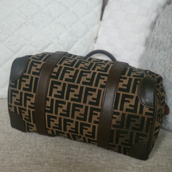 FENDI Zucca Zucchino Vintage Boston 30 Canvas Bag FF Monogram Logo..w/COA.. - Picture 7 of 10